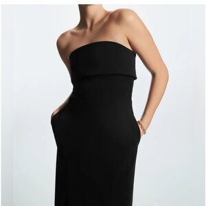 COS Black Strapless Layered Dress with adjustable slits 10